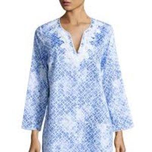 Oscar de la Renta floral button up tunic w/ scroll work szXs